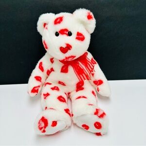 TY Beanie Buddies SMOOCH The Kisses Bear 13.5” Stuffed Animal Toy No Ear Tag EUC